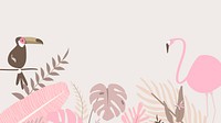 Pink tropical flamingo desktop wallpaper, beige design