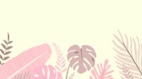 Pink tropical leaf desktop wallpaper, yellow design