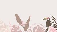 Pink tropical bird desktop wallpaper, beige design