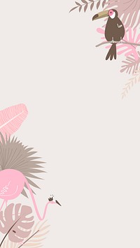 Pastel tropical bird iPhone wallpaper, beige design