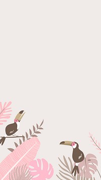 Pastel tropical toucan iPhone wallpaper, beige design