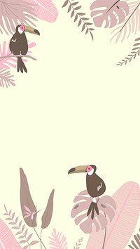 Pastel tropical toucan iPhone wallpaper, cream design