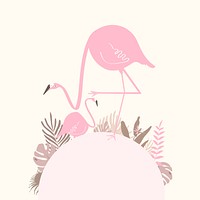 Pastel tropical flamingo yellow background, cream design