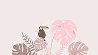 Pink tropical bird desktop wallpaper, beige design