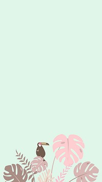 Pastel tropical bird iPhone wallpaper, green design