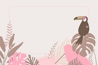 Summer tropical bird frame background, beige design