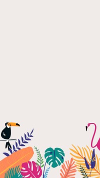 Colorful tropical bird iPhone wallpaper, beige design