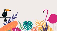 Colorful tropical botanical desktop wallpaper, beige design