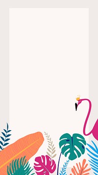 Tropical summer frame iPhone wallpaper, beige design