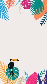 Colorful tropical bird iPhone wallpaper, beige design