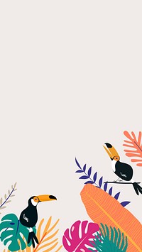 Colorful tropical bird iPhone wallpaper, beige design