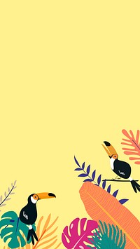 Colorful tropical bird iPhone wallpaper, yellow design