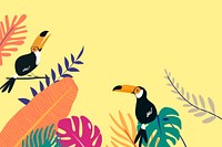 Colorful tropical toucan bird background, yellow design