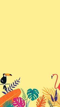 Colorful tropical bird iPhone wallpaper, yellow design