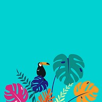 Colorful summer tropical bird border, blue design