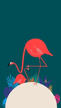 Colorful tropical flamingo iPhone wallpaper, green design