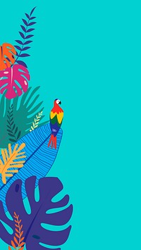 Colorful tropical parrot iPhone wallpaper, blue design