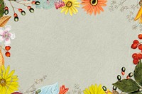 Flower aesthetic frame background, beige textured design