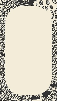 Forest linocut frame iPhone wallpaper, beige design