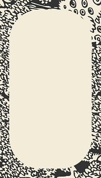 Forest linocut frame iPhone wallpaper, beige design