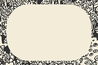 Forest linocut frame background, beige design