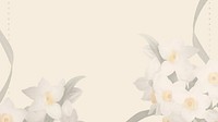 Beautiful flowers border desktop wallpaper, beige background