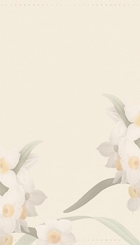 Beautiful flowers border phone wallpaper, beige background