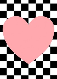 Checkered patterned background, cute heart frame