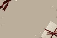 Christmas gift border background, aesthetic brown design