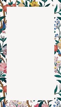 Spring flowers frame phone wallpaper, beige vintage background