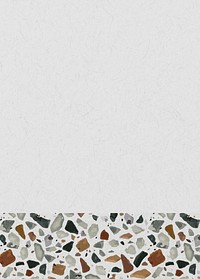 Off-white textured background, watercolor stones border