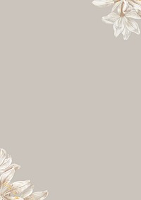 Vintage white flower background, greige border