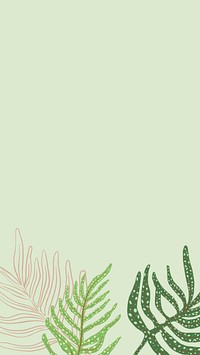 Green botanical aesthetic phone wallpaper, leaf branch border