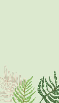 Green botanical aesthetic phone wallpaper, leaf branch border