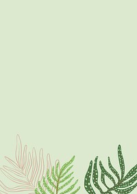 Green botanical aesthetic background, leaf branch border