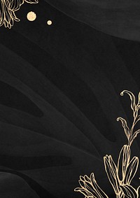 Black aesthetic leaf background, botanical border