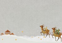 Christmas walking deer background, ripped paper border