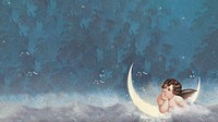 Vintage cupid illustration HD wallpaper, blue textured background