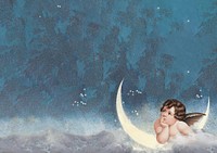 Vintage cupid illustration background, blue textured design