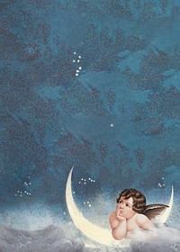Vintage cupid illustration background, blue textured design