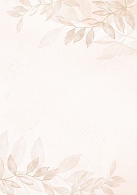 Aesthetic watercolor leaf background, beige textured design