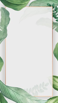 Vintage leaf frame phone wallpaper, botanical background