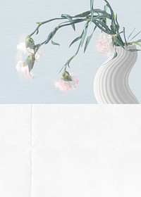 Aesthetic flower vase background, white paper border