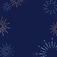 Dark blue celebration background, fireworks frame