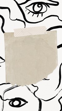 Abstract illustration frame iPhone wallpaper, ripped note paper background