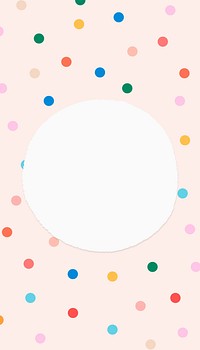 Polka dot frame phone wallpaper, pink pastel background