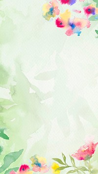 Green botanical watercolor iPhone wallpaper, Spring flower background