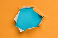 Ripped paper hole background, orange design