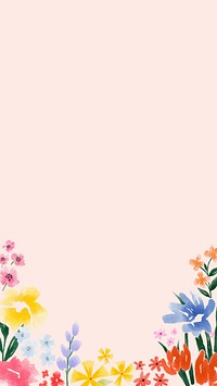 Pink watercolor flower phone wallpaper