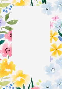 Watercolor flower frame background, Spring botanical design